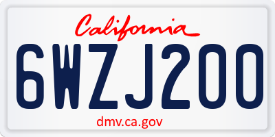 CA license plate 6WZJ200