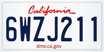 CA license plate 6WZJ211