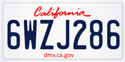 CA license plate 6WZJ286