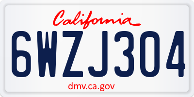 CA license plate 6WZJ304