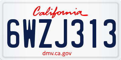 CA license plate 6WZJ313