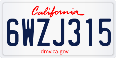 CA license plate 6WZJ315