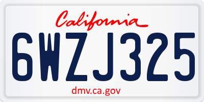 CA license plate 6WZJ325