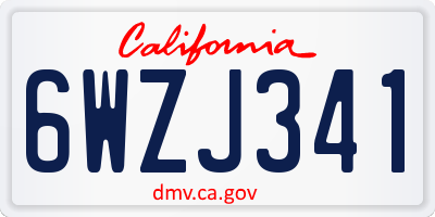 CA license plate 6WZJ341