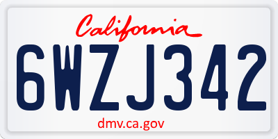 CA license plate 6WZJ342