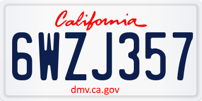 CA license plate 6WZJ357