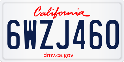 CA license plate 6WZJ460