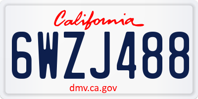 CA license plate 6WZJ488