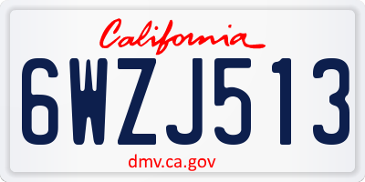 CA license plate 6WZJ513