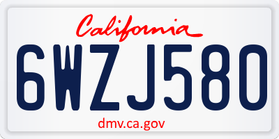 CA license plate 6WZJ580