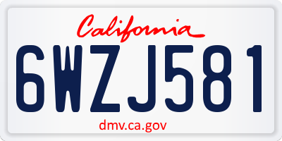 CA license plate 6WZJ581