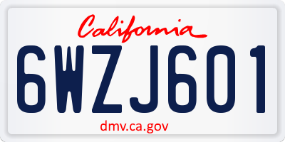 CA license plate 6WZJ601