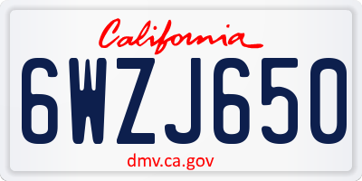 CA license plate 6WZJ650