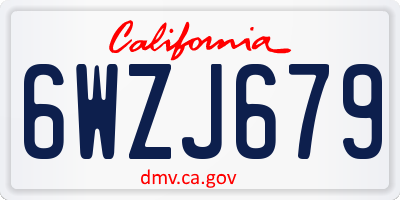 CA license plate 6WZJ679