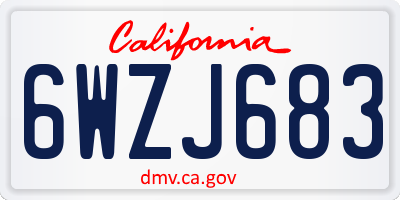CA license plate 6WZJ683