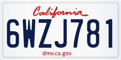 CA license plate 6WZJ781