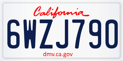 CA license plate 6WZJ790