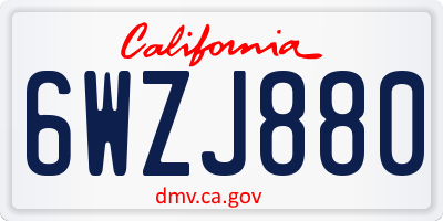 CA license plate 6WZJ880