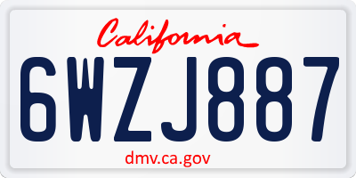 CA license plate 6WZJ887