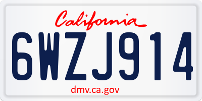 CA license plate 6WZJ914