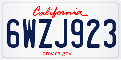 CA license plate 6WZJ923