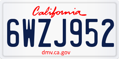 CA license plate 6WZJ952