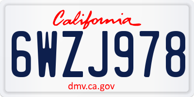 CA license plate 6WZJ978