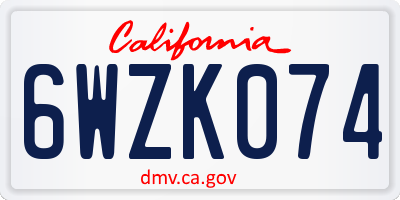 CA license plate 6WZK074