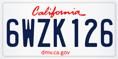 CA license plate 6WZK126