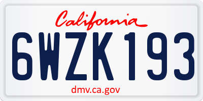 CA license plate 6WZK193