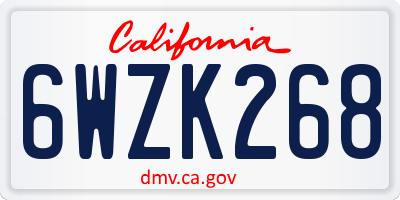 CA license plate 6WZK268