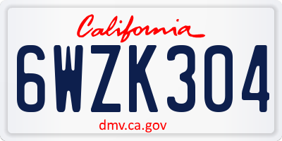 CA license plate 6WZK304