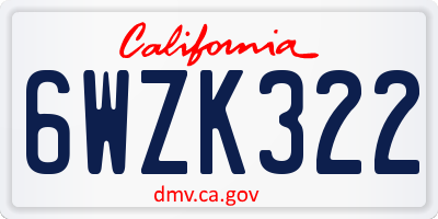 CA license plate 6WZK322