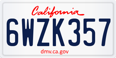 CA license plate 6WZK357