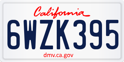 CA license plate 6WZK395
