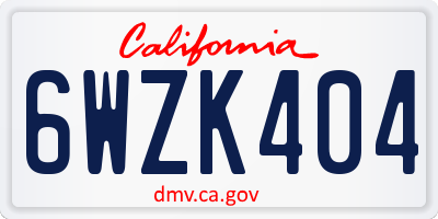 CA license plate 6WZK404