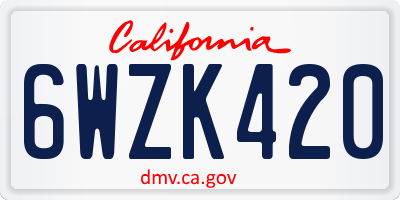 CA license plate 6WZK420