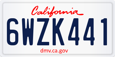 CA license plate 6WZK441