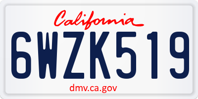 CA license plate 6WZK519