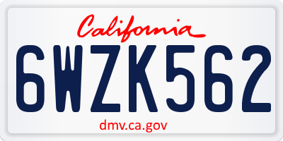 CA license plate 6WZK562