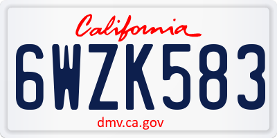 CA license plate 6WZK583