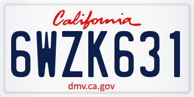 CA license plate 6WZK631
