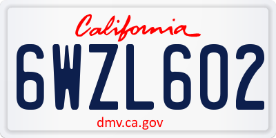 CA license plate 6WZL602