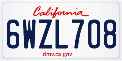 CA license plate 6WZL708