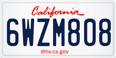 CA license plate 6WZM808