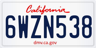 CA license plate 6WZN538