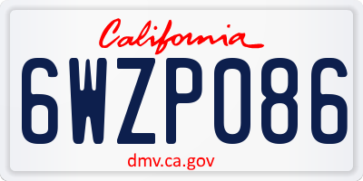 CA license plate 6WZP086