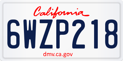 CA license plate 6WZP218