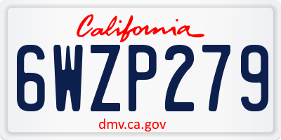 CA license plate 6WZP279