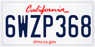 CA license plate 6WZP368